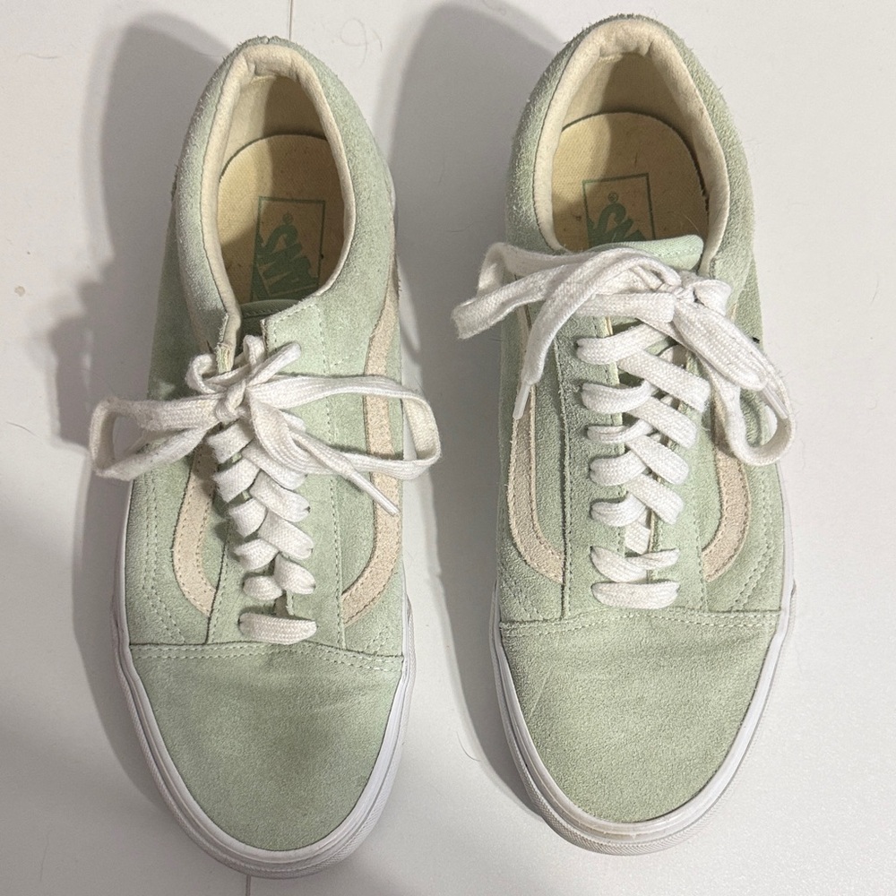Vans Mint Green and Cream Suede Athletic Shoes